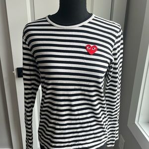 PLAY Comme des Garcons Tee Shirt Black/White Stripe Long Sleeve